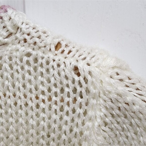 Foxmoor Sweater Womens S Cream Pastel Floral Handknit Open Weave Vintage Grandma - Picture 13 of 13